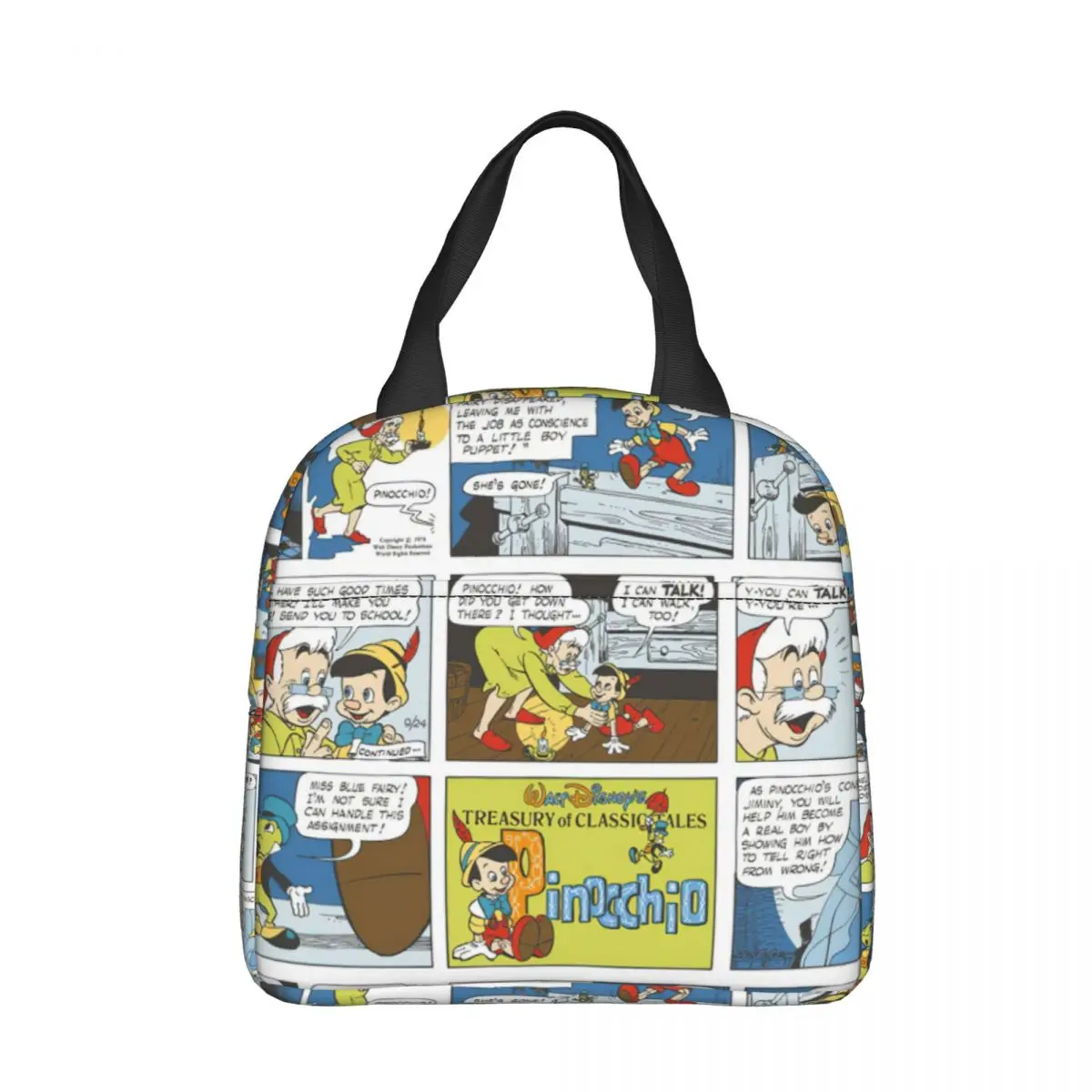 

Disney Pinocchio Insulated Lunch Bag Cooler Bag Reusable Cartoon High Capacity Tote Lunch Box Food Handbags Work Travel