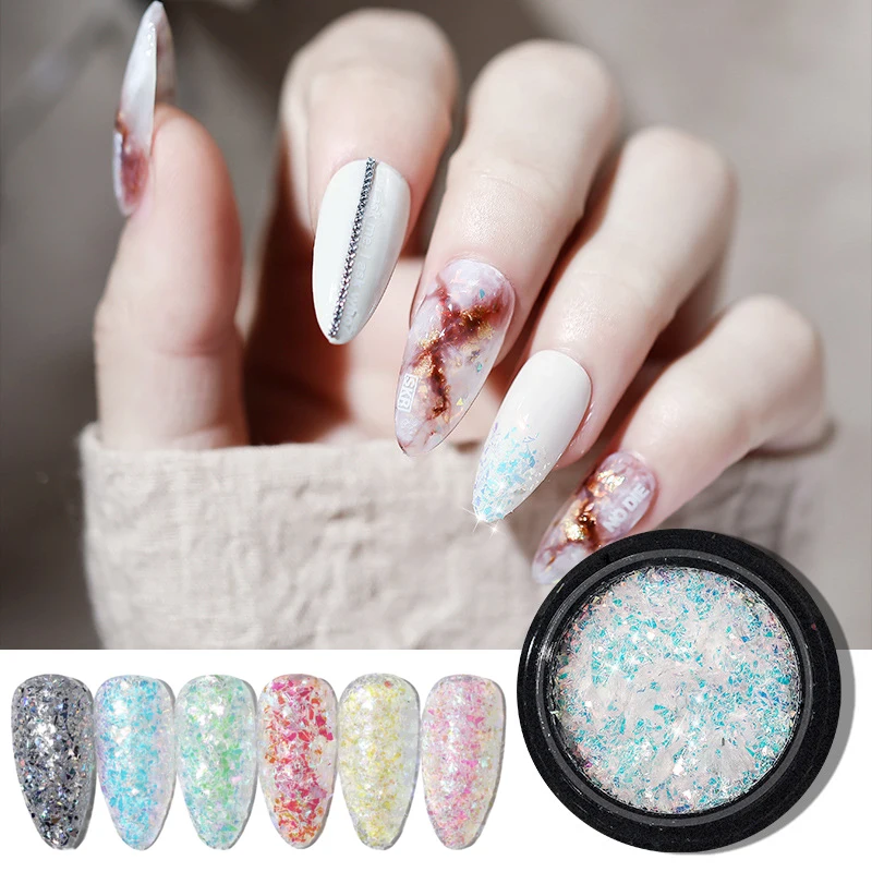 

1 Box Ultra-thin Irregular Flake Slices Nail Art Glitter Aurora Symphony Nail Sequins Flakes Chrome Pigment Powder For Nails #95