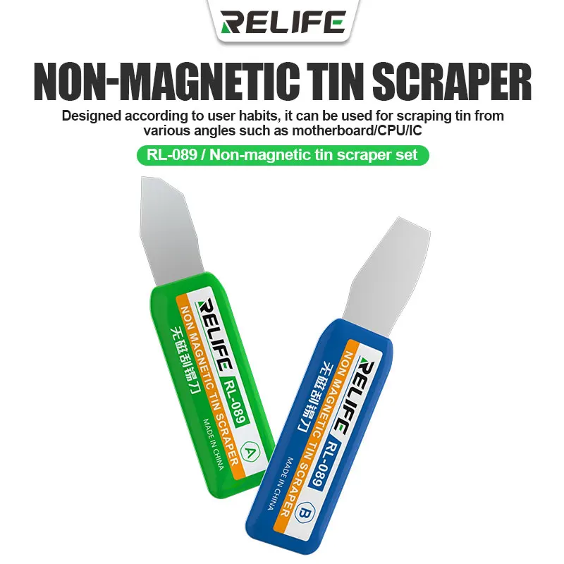 

RELIFE RL-089 Metal Scraping Non magnetic Tin Scraper Set BGA Reballing Clean Solder Paste Tin Scraper Knife Glue Removal