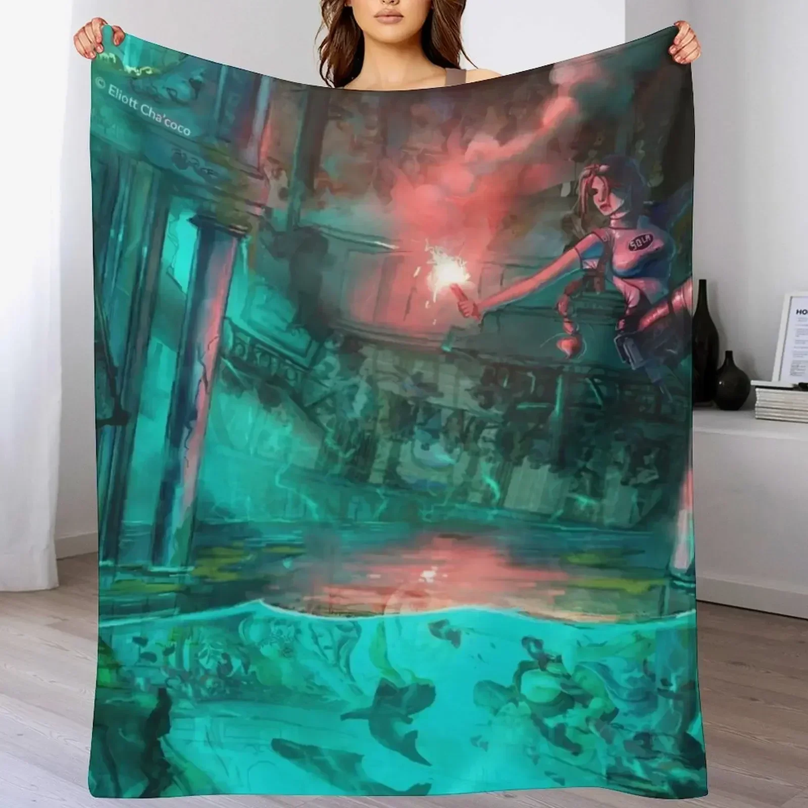 Wreck of the Maria Doria - Tomb Raider 2 Lara Croft Art от Eliott Chaɼoco Плед Кровать Одеяла для волос