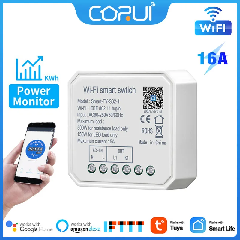 

Умный мини-выключатель Tuya, Wi-Fi, с таймером, 1/2 клавиш