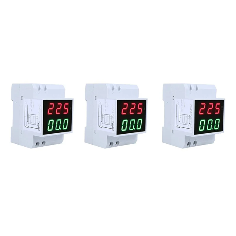 

3X Digital Din-Rail LED Voltage Ammeter Current Meter Voltmeter AC80-300V 0.2-99.9A Dual Display