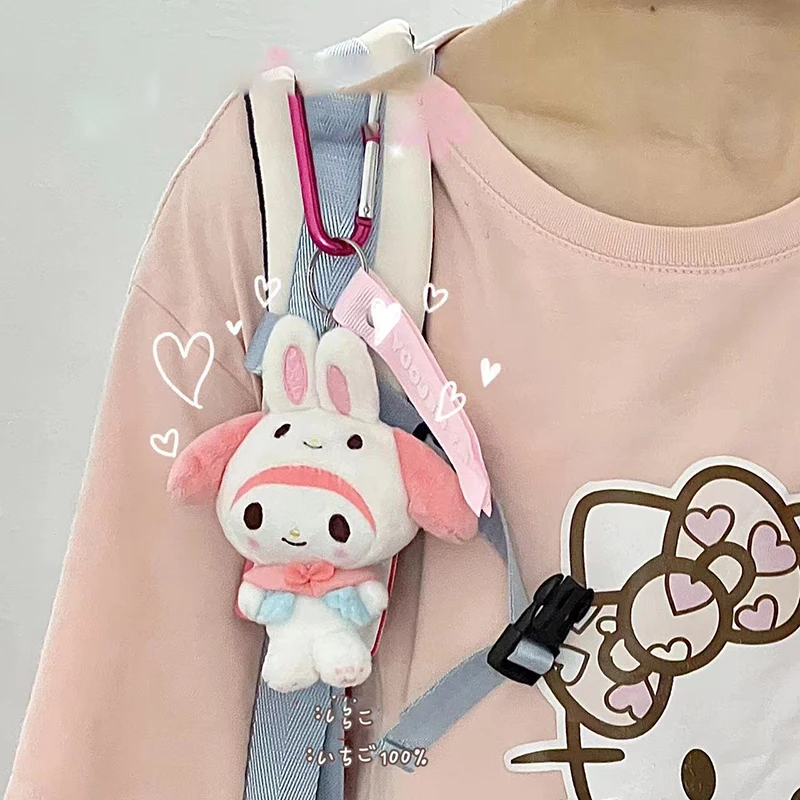 

Kawaii Melody Plush Doll Ins Wind Sanrio Keychain Anime Cartoon Girl Backpack Pendant Small Decoration Kids Plush Toys Gift