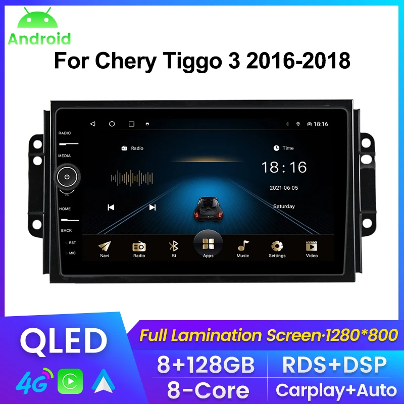 

QLED Screen Android Head unit Car Radio For Chery Tiggo 3X 3 2016-2018 CARPLAY+ Android AUTO Multimedia Player WIFI DSP+RDS BT