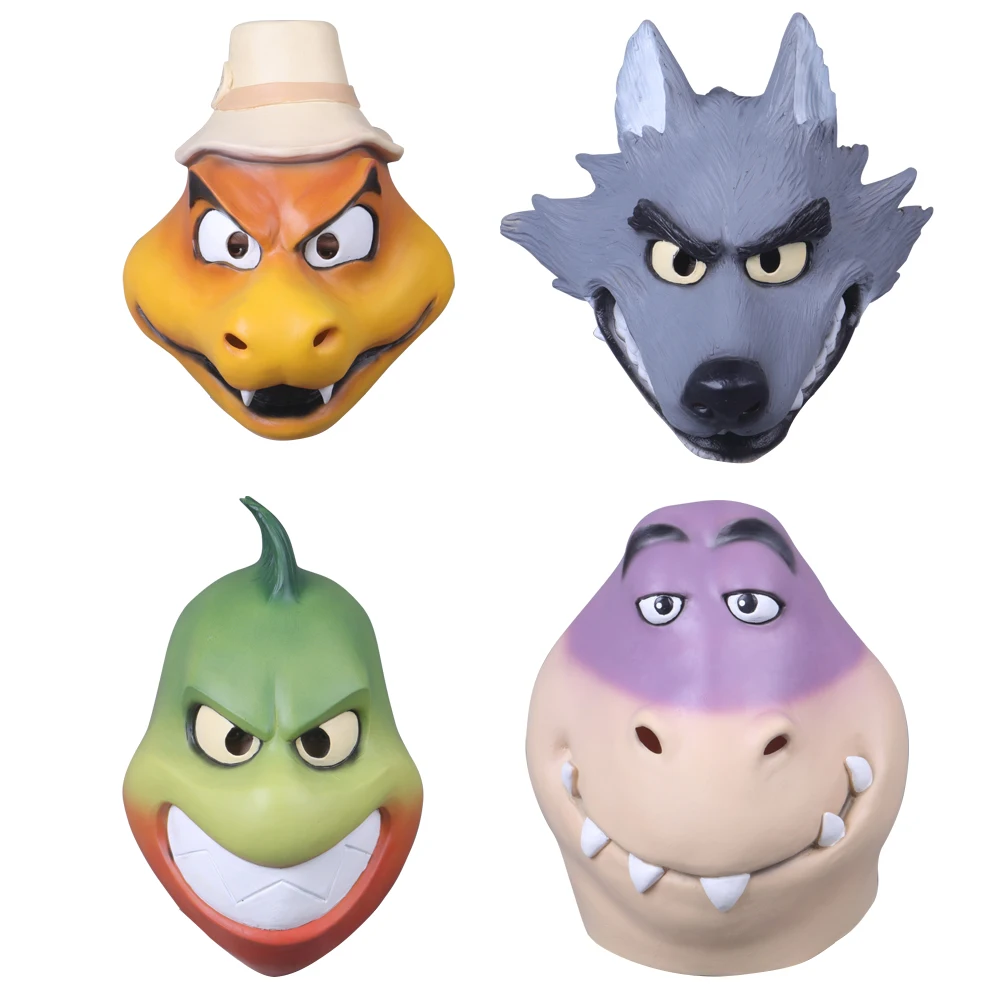 

2022 New Movie The Bad Guys Cosplay Mask Latex for Adult Mr.Wolf Mr.Tarantula Mr.Piranha Mr.Snake Masquerade Masks Halloween