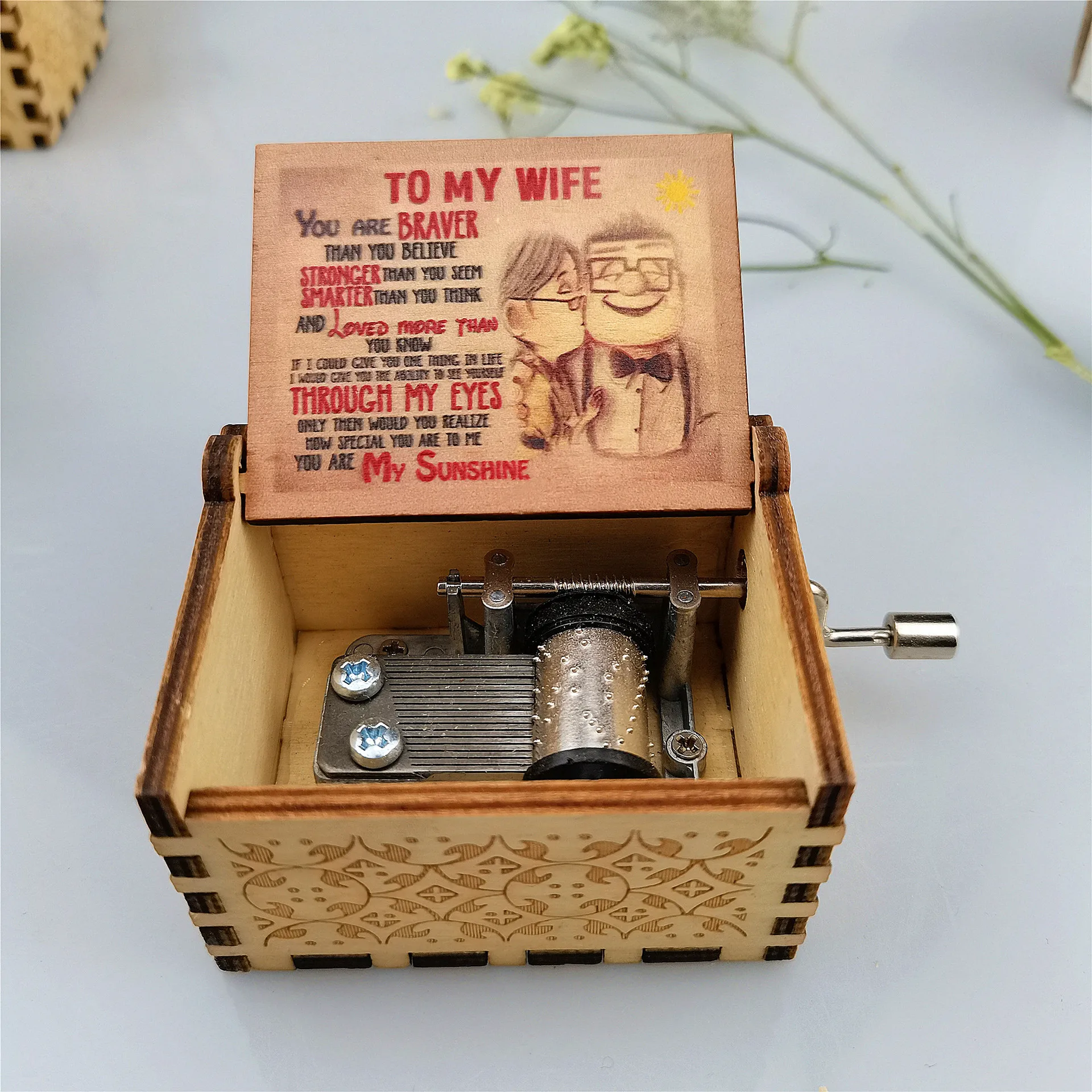 Музыкальная шкатулка 9 видов розовая белая синяя черная деревянная You Are My Sunshine