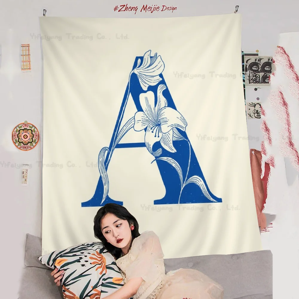 Artistic Alphabet Printed Large Wall Tapestry Hanging Tarot Hippie Rugs Dorm Art Home Decor