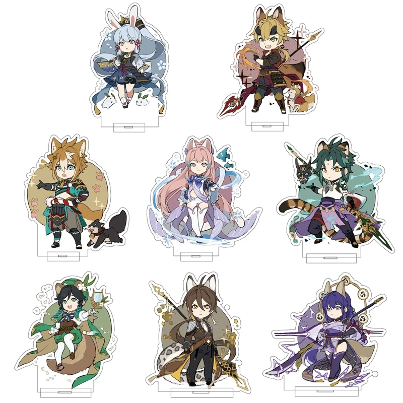 

15cm Anime Genshin Impact Acrylic Stand Diluc Venti Klee Zhongli Cosplay Figure Model Plate Desk Decor Standing Sign Fans Gift