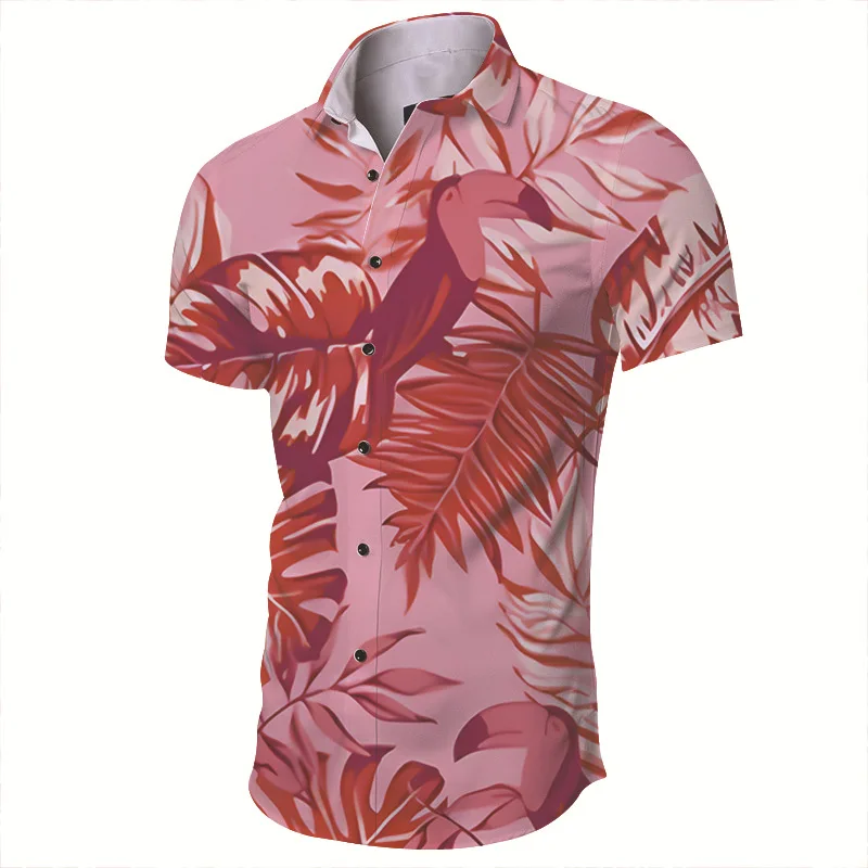 

Men's Slim Short Sleeve Lapel Shirt Digital Printing Pattern Shirts for Mens Social Luxury Man Designer Clothes Customizable