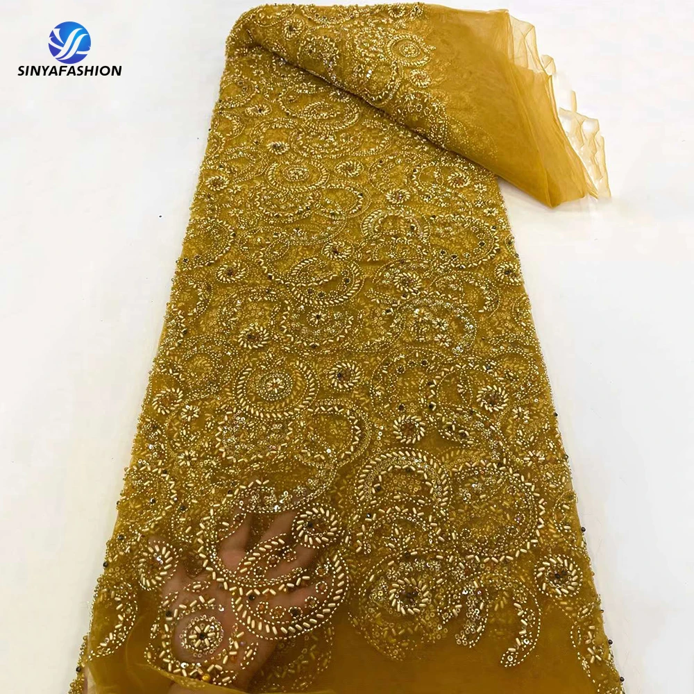 Фиолетовая африканская нигерийская кружевная ткань высокого качества 5 ярдов