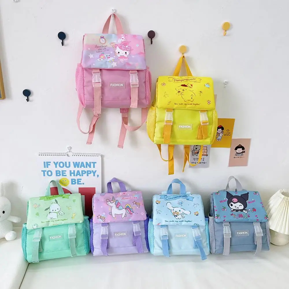 

Kawaii Anime Sanrio Hellokitty Cinnamoroll Kuromi Pochacco Kids Bags School Bag Student Backpack Adjustable Light Shoulder Cute