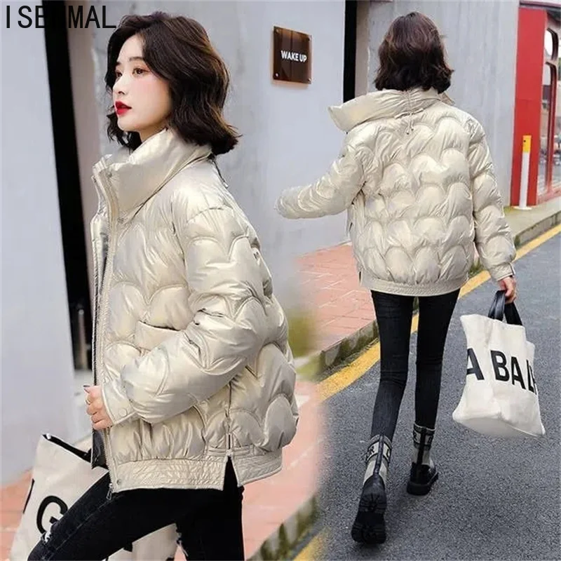 New Winter Parkas Women Jacket Glossy Basic Coat Thicken Female Jacket Warm Cotton Padded Parka Waterproof Outerwear