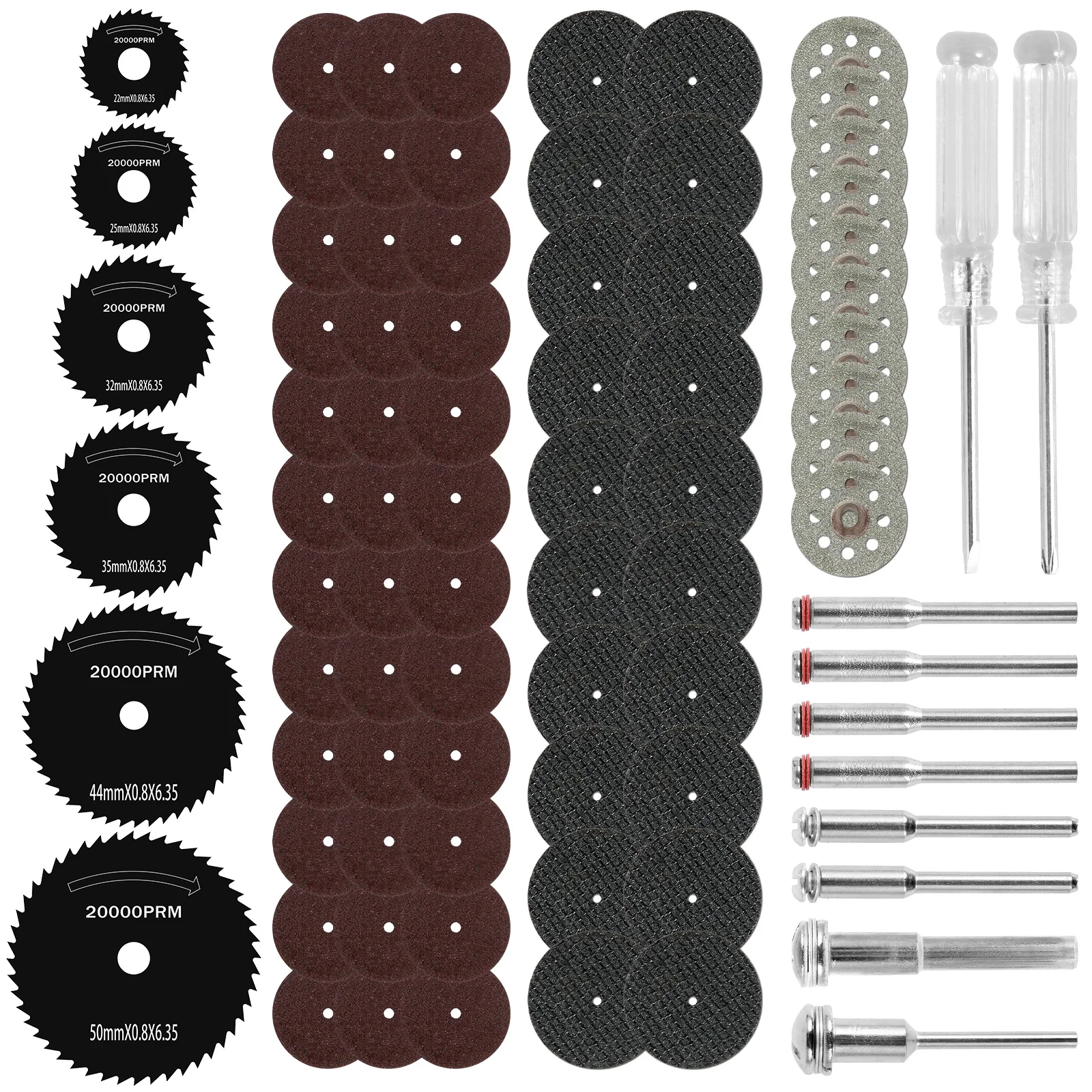

82 шт. режущее устройство, набор прочных круглых вращающихся режущих колес, набор инструментов с 20 отрезными дисками из смолы, 6 лезвий для циркулярной пилы из быстрорежущей стали