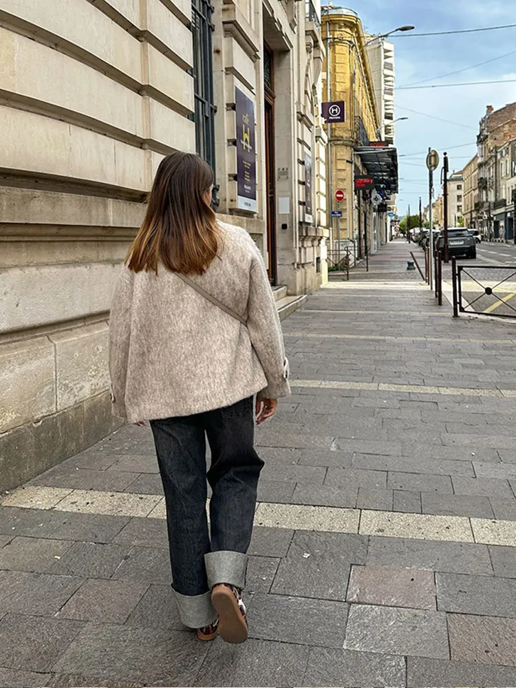 2024 универсальное теплое женское пальто с воротником лацканами однобортное