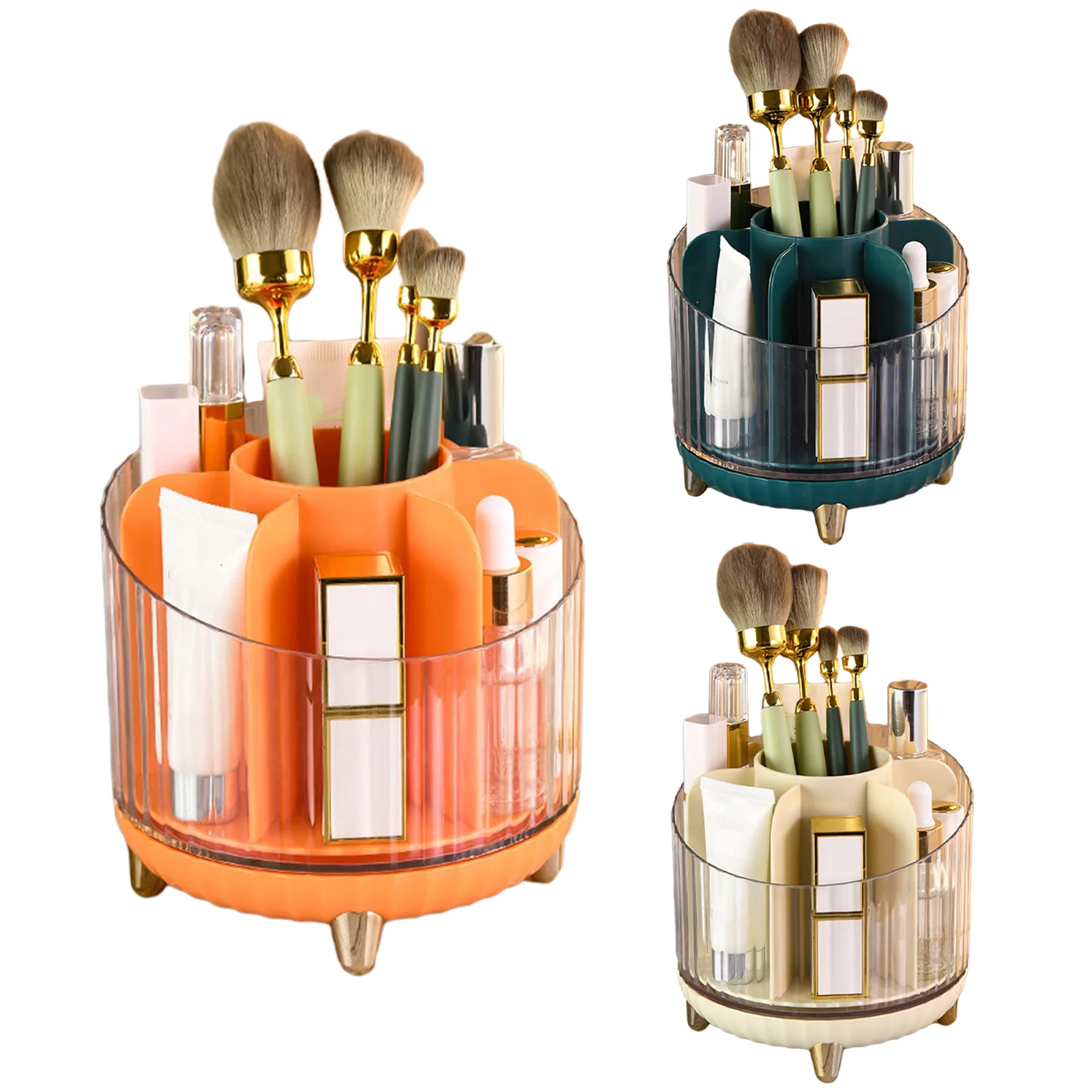 

360 Degree Rotating Makeup Brushes Holder Portable Desktop Makeup Cosmetic Storage Box Lipstick Eyebrow Pencil Holder