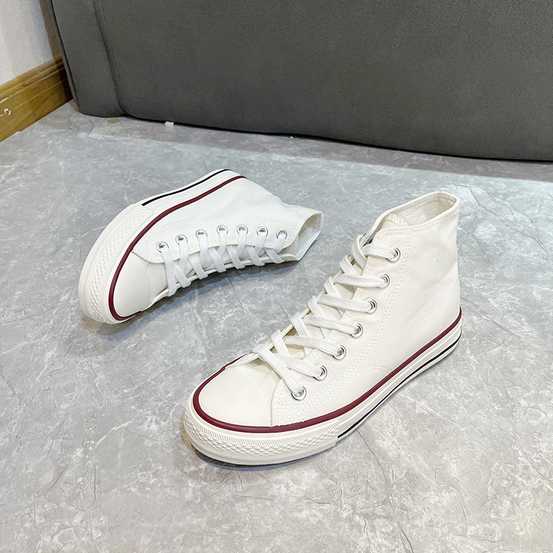 Women's Casual Canvas Shoes 2023 Spring Autumn Designer Brand Lace-up Sport Shoes High-Top Non-Slip Sneakers Zapatos De Mujer