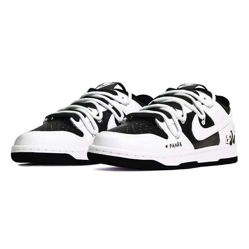 【Настроить】Nike Dunk Обувь для скейтбординга Мужские низкие черные/белые кроссовки