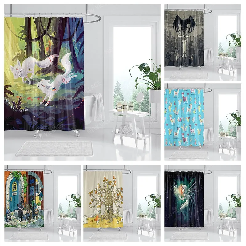 

Водонепроницаемые тканевые занавески для душа, занавески для ванной, аксессуары, занавеска для ванной, для душа, 180x200 см, 240*200, аниме, украшен...