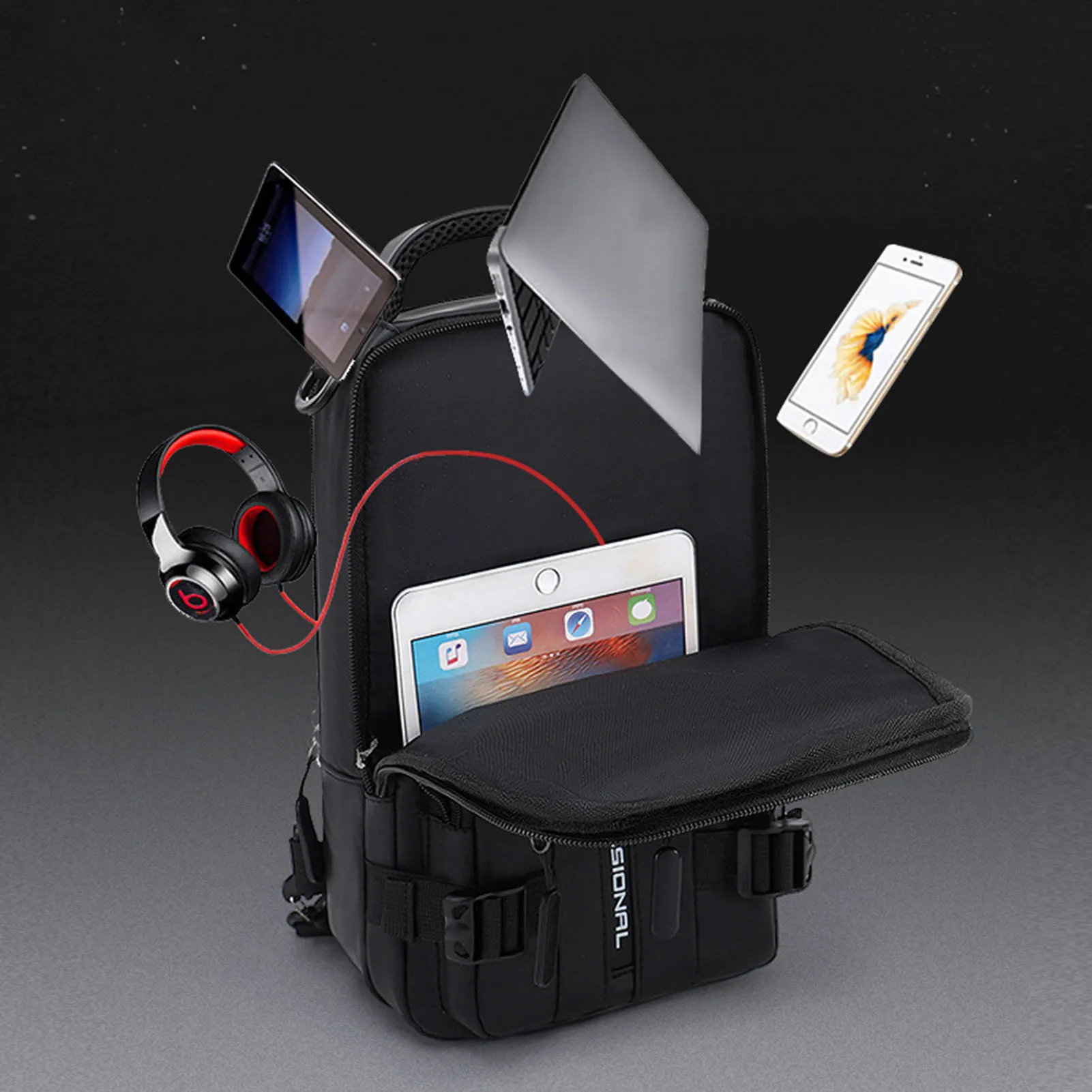 Anti Theft Shoulder Bag With USB Charging Waterproof Crossover Bag For School Business