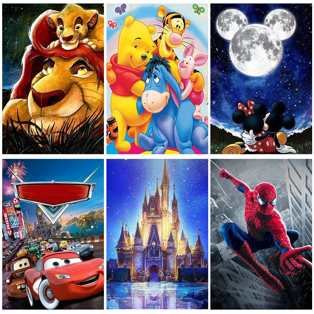 Алмазная картина Замок Диснея мультяшная круглая 5D Вышивка Король Лев мозаика