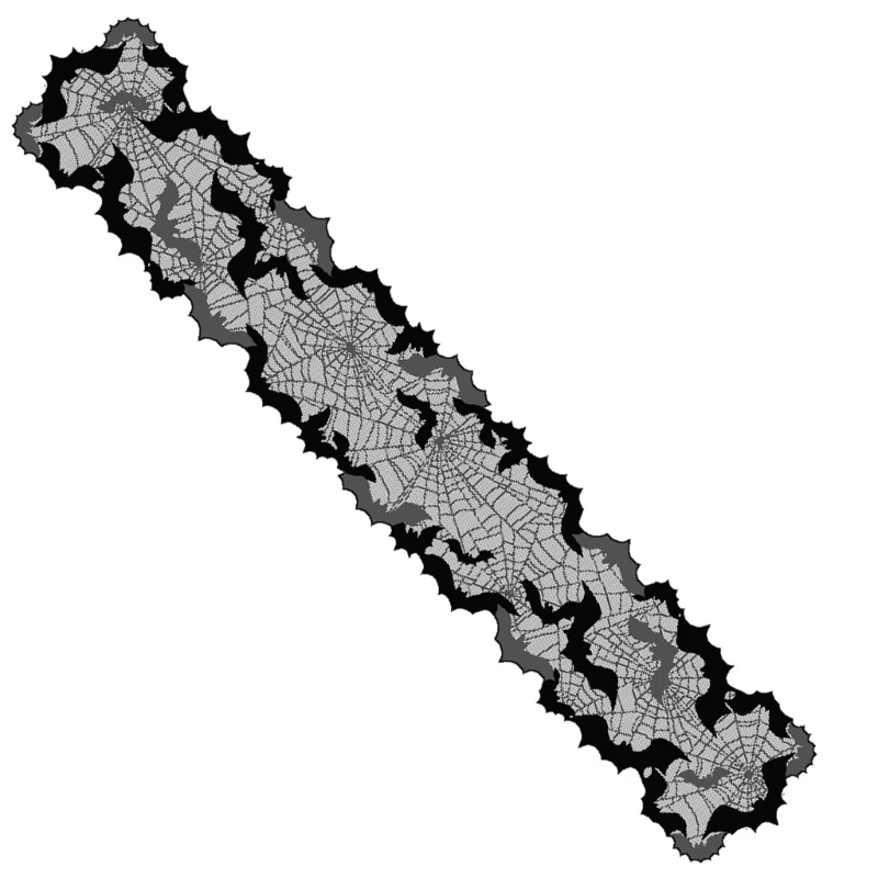 Дорожка для стола на Хэллоуин черная паутина и летучая мышь 13x68 дюймов