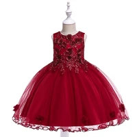 2022 summer new girls dress skirt embroidered princess dress handmade beaded wedding dress kids dress