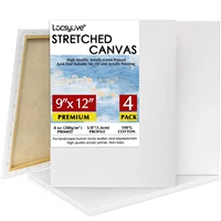 locsyuve white blank cotton stretched canvas artist painting 9x12 inch pack 4 58 inch triple primed for oil acrylic paints