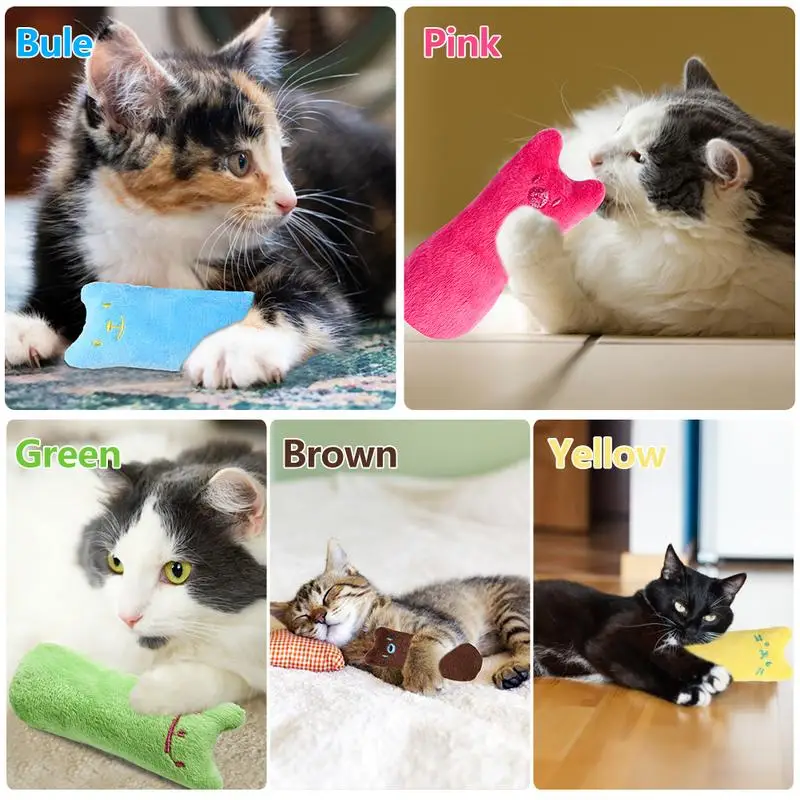 

Catnip Toys 5pcs Cat Chew Toys For Teething Soft Plush Cat Chew Toy To Squeak Durable Cat Kick Toy For Cats Playing Chewing