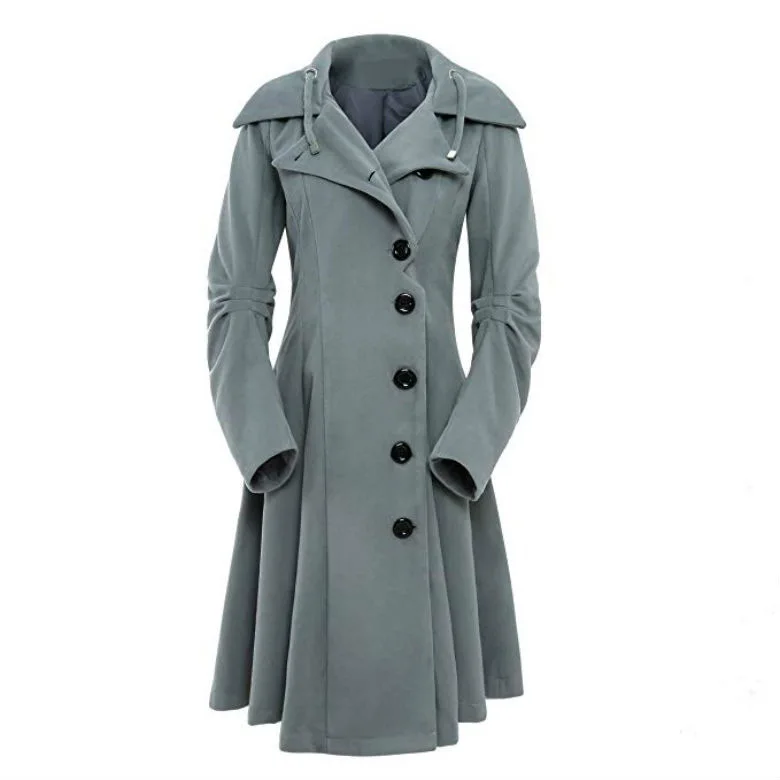 

Double-sided Hooded Coat Winter Windbreaker Long Sleeve OverCoat Women Outerwear Girls Grey Trench Big Size 5xl Asymmetrical Top