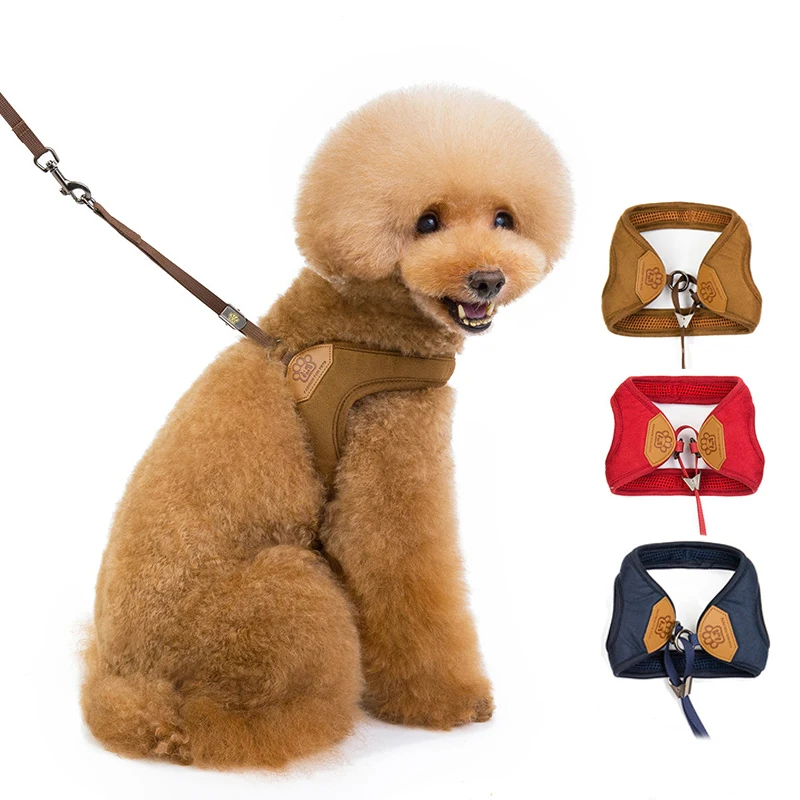 

Soft Adjustable Suede Pet Dog Harness for Medium Dogs Cat Padded Mesh Liner Puppy Dog Vest Harness with Walking Leash Chihuahua