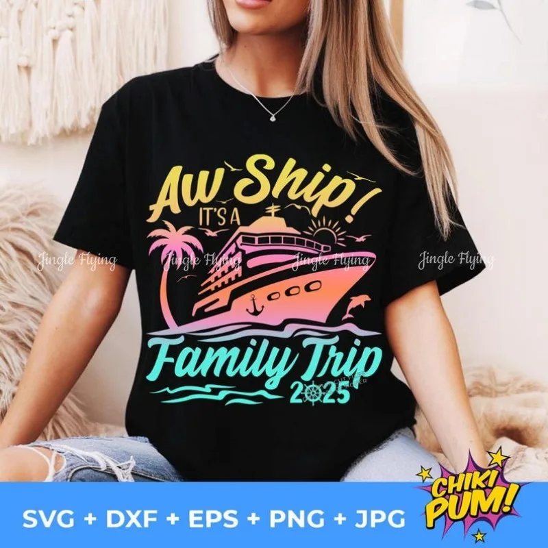 Фото Рубашка Aw Ship It's A Trip Svg Family Vacation Cruise 2025 года №2