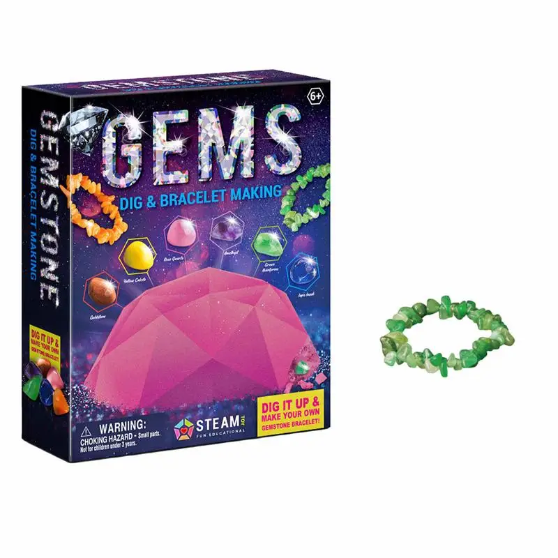 

Dig Kit Educational Stem Science Kit Toys Real Gemstones Dig Kit & Bracelet Making Stem Activities Digging DIY Toy Gems Digging