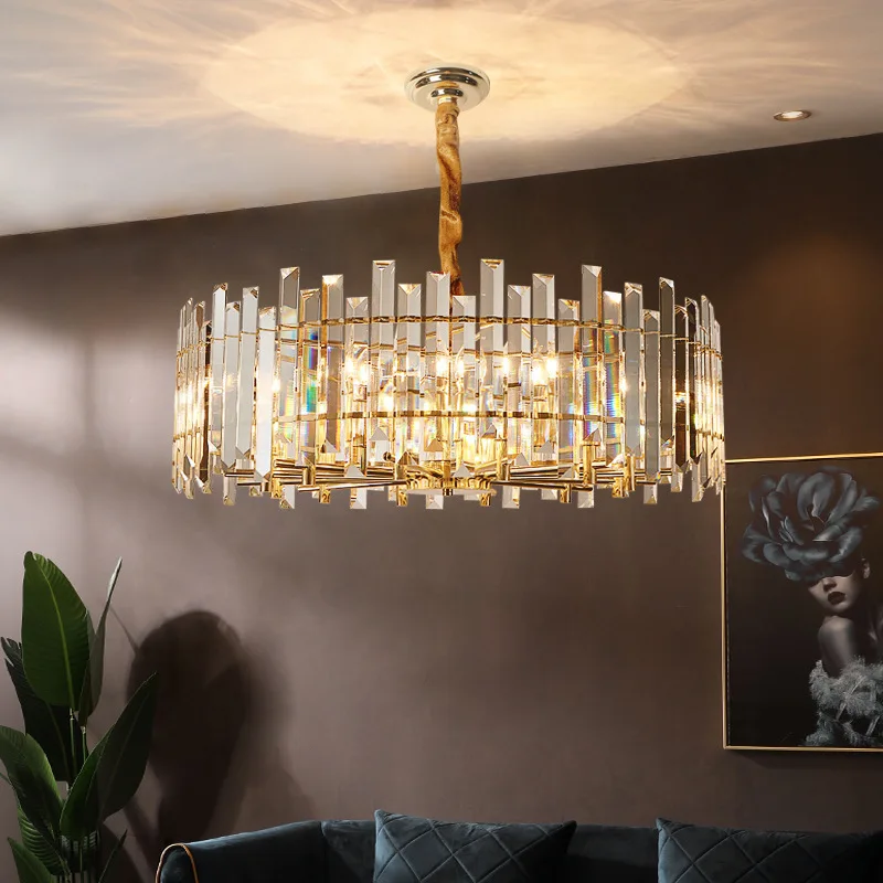 

Gold Luxury Lustres K9 Crystal Pendant Lights Home Decor Lamps Modern Led Decoration Maison Chandelier lampara for Foyer Villa