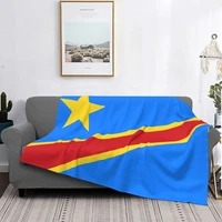flag of congo kinshasa zaire flannel throw blanket blanket for home outdoor soft bedroom quilt 09