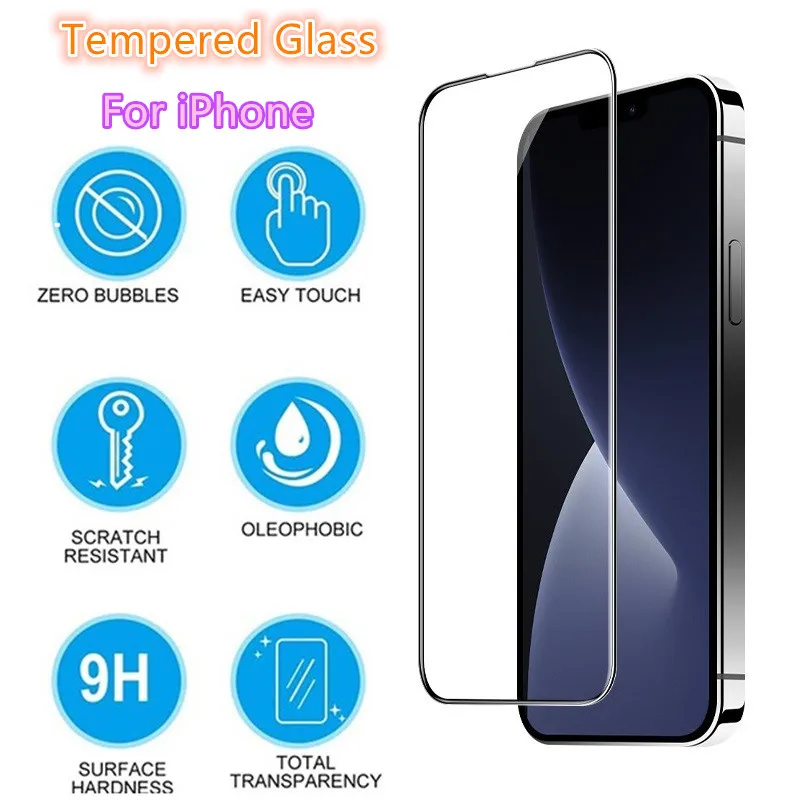 

Защитное стекло, закаленное стекло с полным покрытием для iPhone 12 11 Pro Max Mini XR X XS MAX 7 8 6 Plus SE 2020