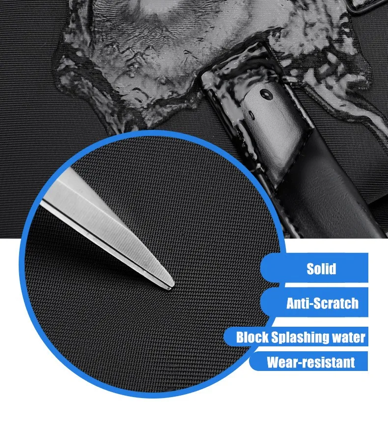 Men's Business Handbag Meeting Gift Pu Nylon Attache File Bag Zipper Briefcase Custom Logo Black Blue