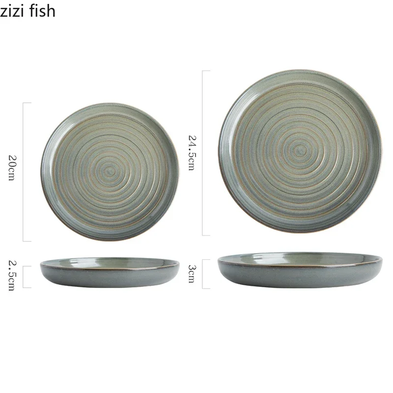 Винтажная Резьбовая керамическая плоская тарелка для стейка десертная тарелки