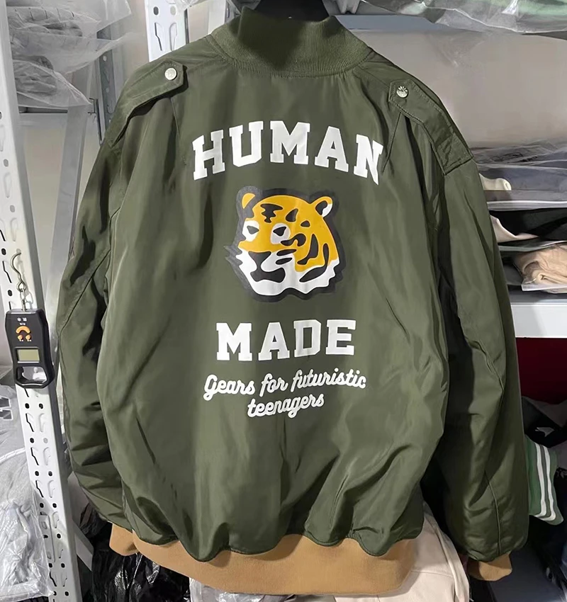 HUMAN MADE Bomber Jacket Printed Tiger Oversized Casual Men Women Human Made Jackets