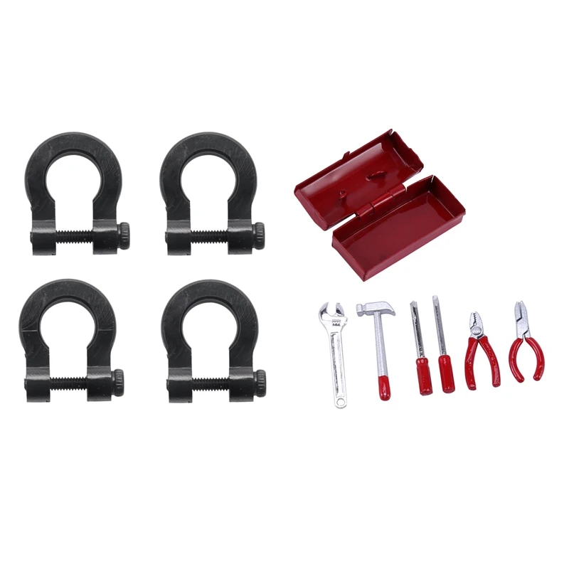 

4Pcs Trailer Hook Hitch Tow Shackles For SCX10 Trx4 1/10 RC Crawler RC Parts With RC Rock Crawler 1:10 Scale Toolbox