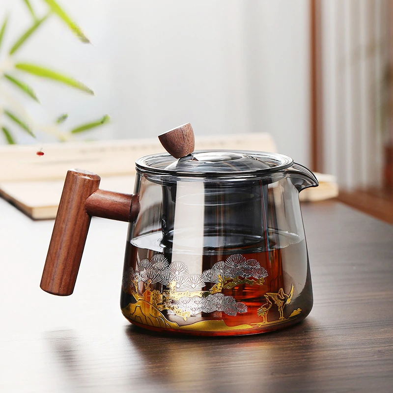 

Hot Heat Resistant Glass Teapot With Stainless Steel Infuser Heated Container Tea Pot Good Clear Kettle Square Filter Baskets
