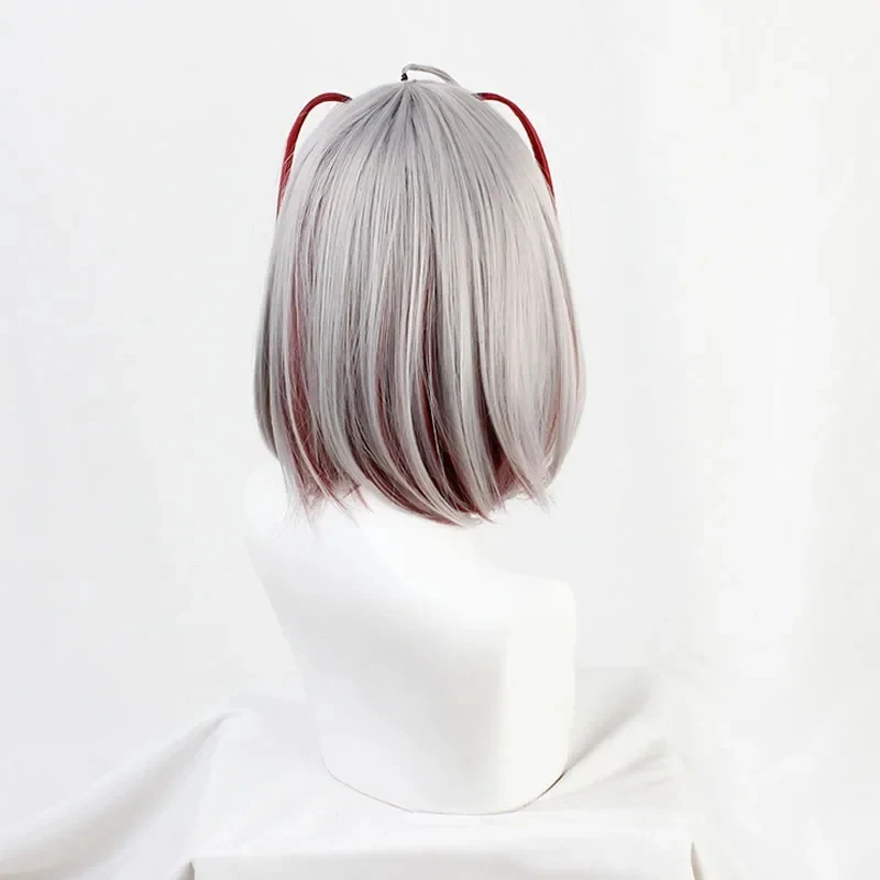 Фото Новый парик для косплея Arknights W, серо-красный градиентный, короткий, термостойкий, из синтетических волос, для Хэллоуина и карнавала. №1