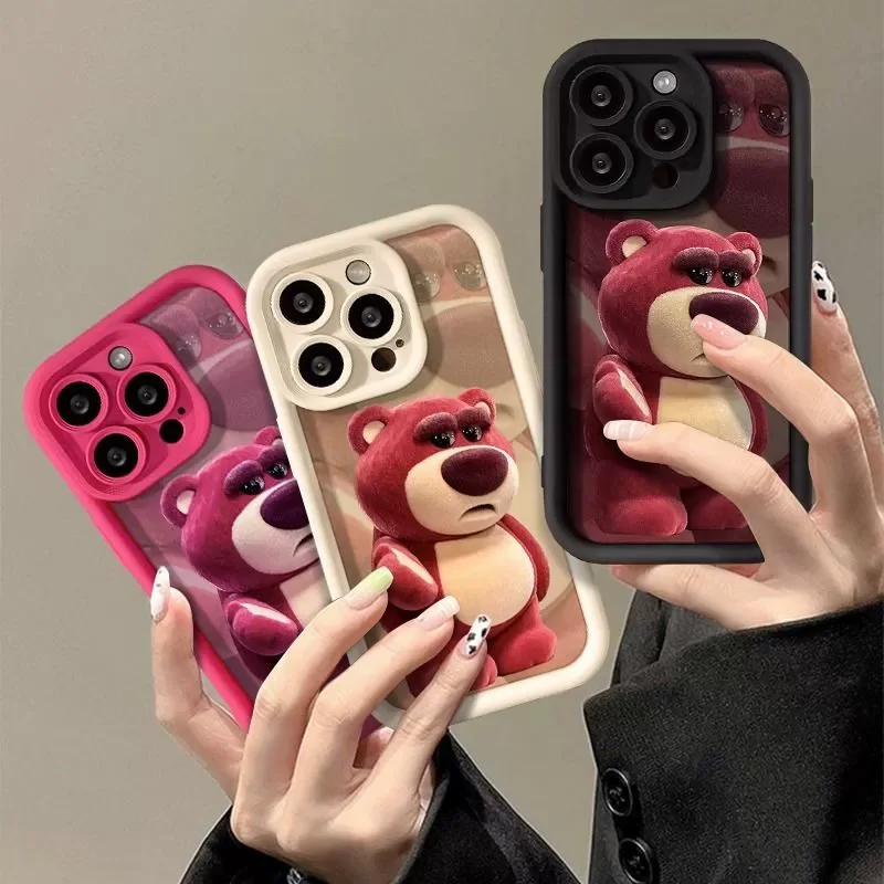 Teddy Bear Phone Case for IPhone 16 Pro Max Cases 12 13 11 14 15 13ProMax XSMax 7 8 Plus XR Soft Silicone Back Cover
