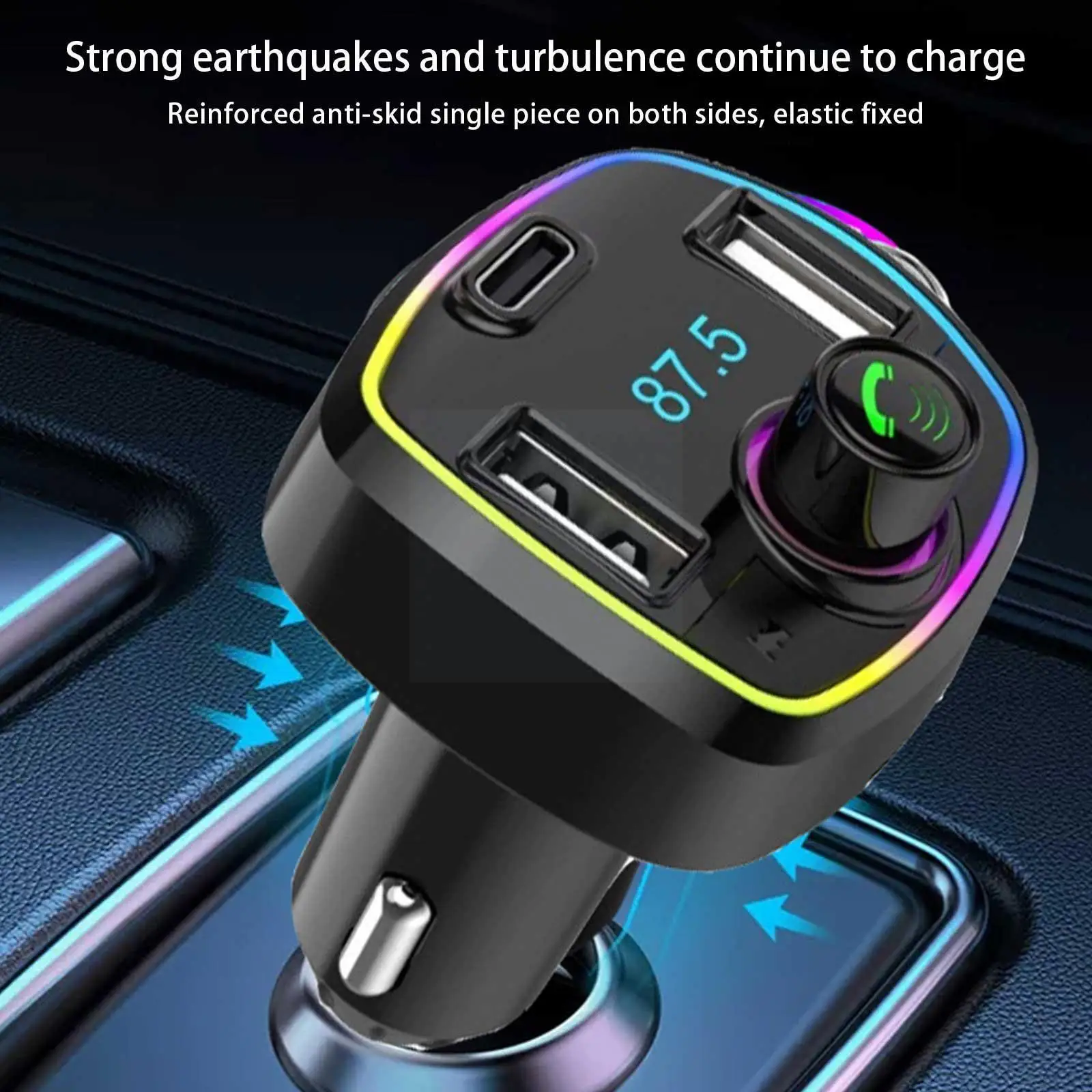 

Car Bluetooth 5.0 FM Transmitter Wireless MP3 Receiver Charging Fast Music Player V5.0 PD Fast Call Charge QC3.0 Handsfree I5H8