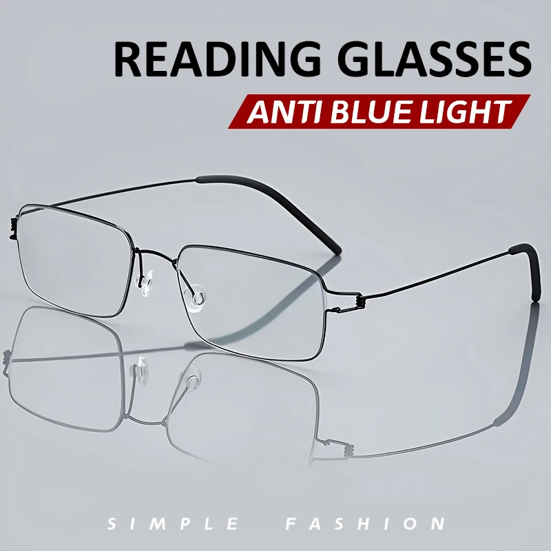 

New Men Women Rimless Reading Glasses Anti Blue Light Bifocal Far Near Magnification Eyewear Presbyopic Glasses +150 +200