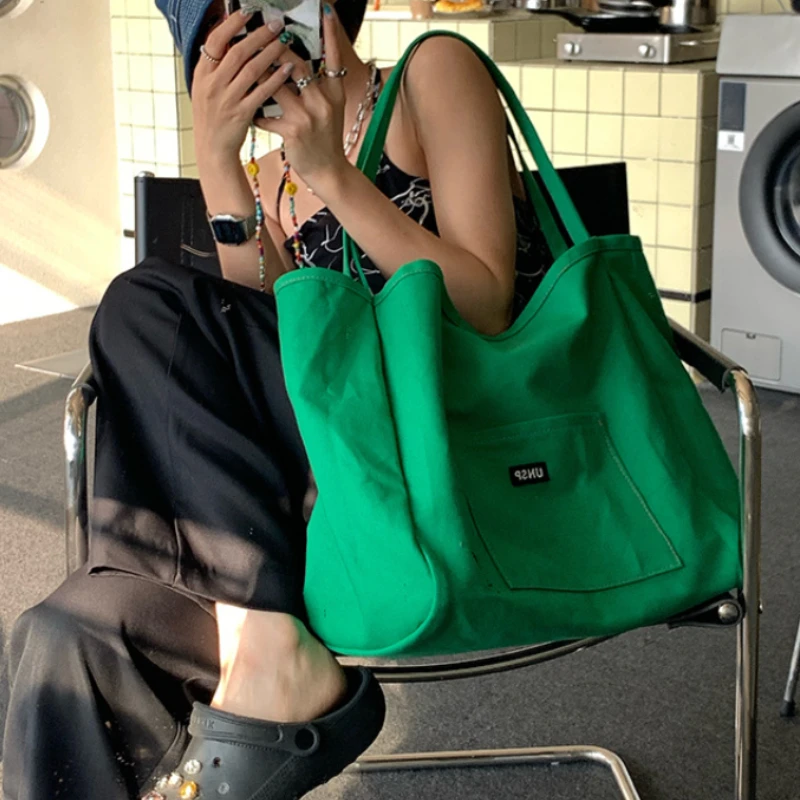 

Холщовая Сумка на плечо для женщин, вместительные дорожные мешки для покупок, повседневные студенческие тоуты для книг, дамские сумочки, кошелек