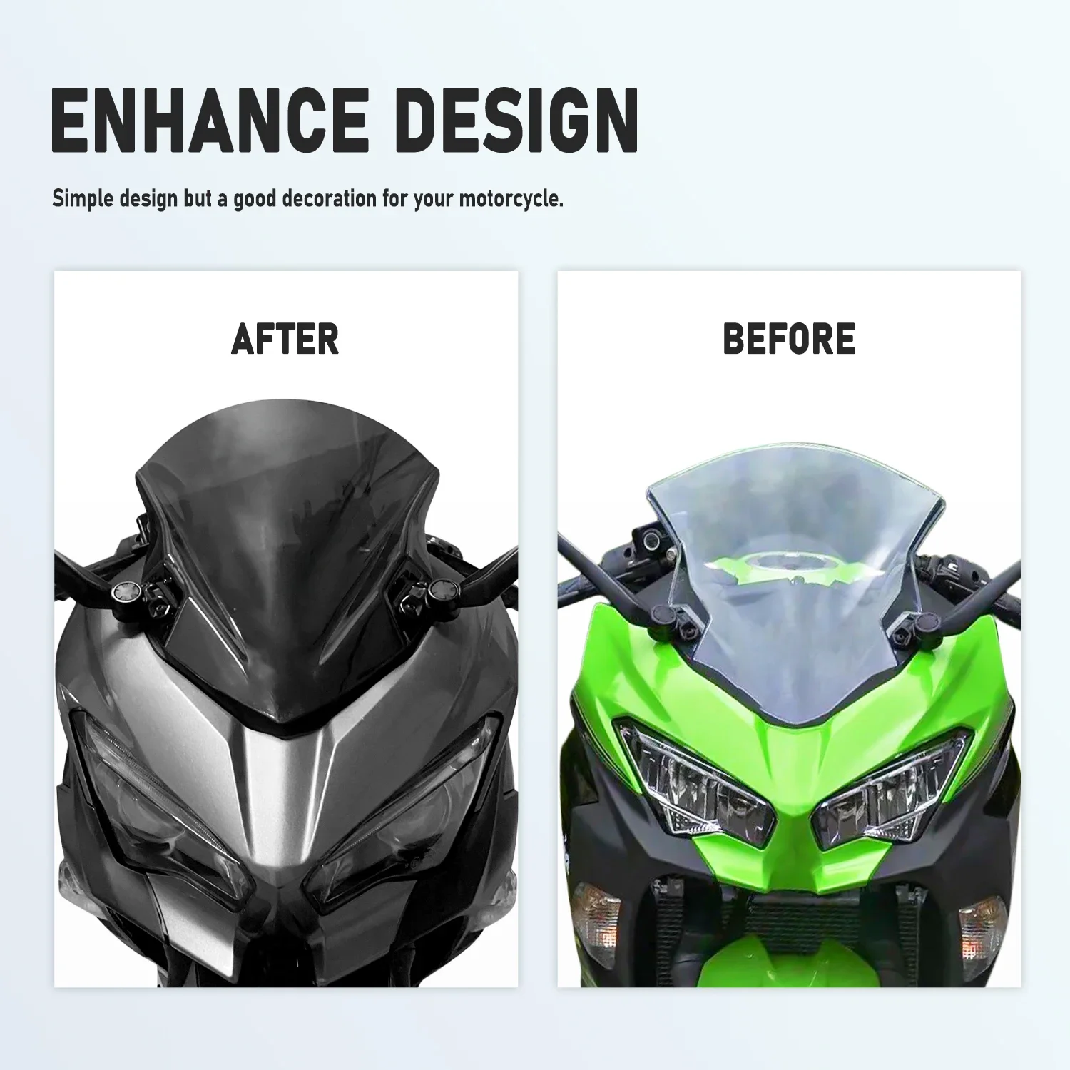 Фото WOLFLINE Ninja400 лобовое стекло переднее лобовое стекло для Kawasaki Ninja250 400 дефлектор лобового стекла обтекатель 2018-2023 №3
