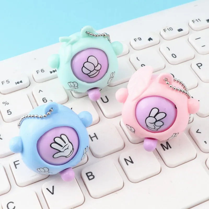 

2 Pcs Rock-paper-scissors Key Chain Pendant Toys Kids Birthday Finger-Guessing Game Baby Party Favor Christmas Wedding Gifts