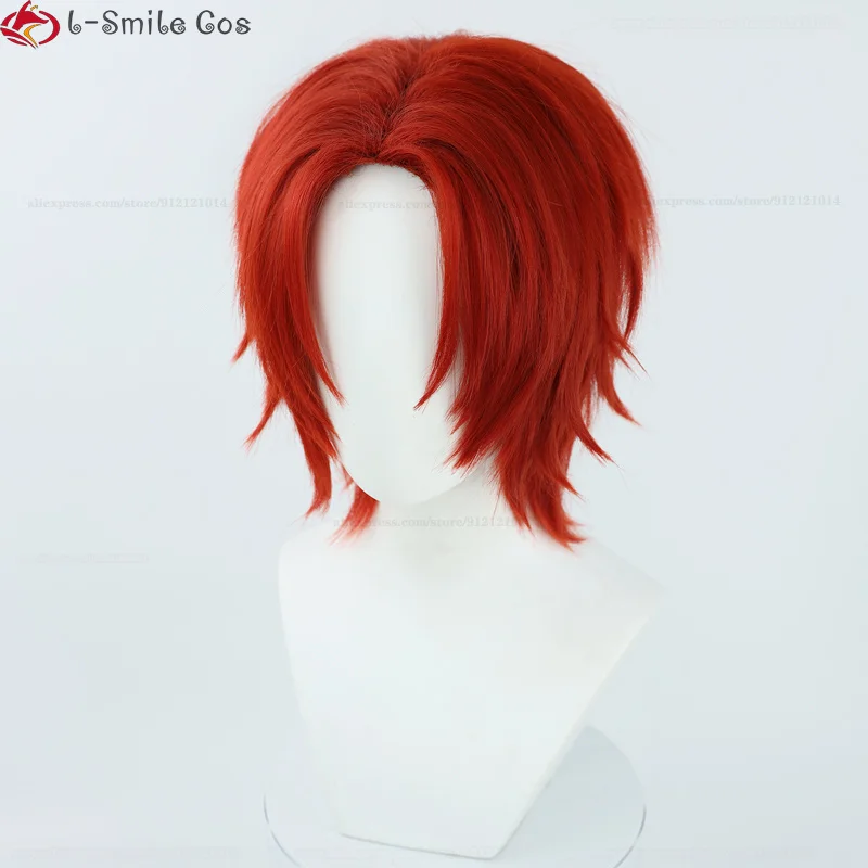 Anime Shanks Cosplay Wig Short Red Men Hair Cosplay Shanks Wigs Heat Resistant Syntheti Hair Halloween Party Wigs + Wig Cap images - 6