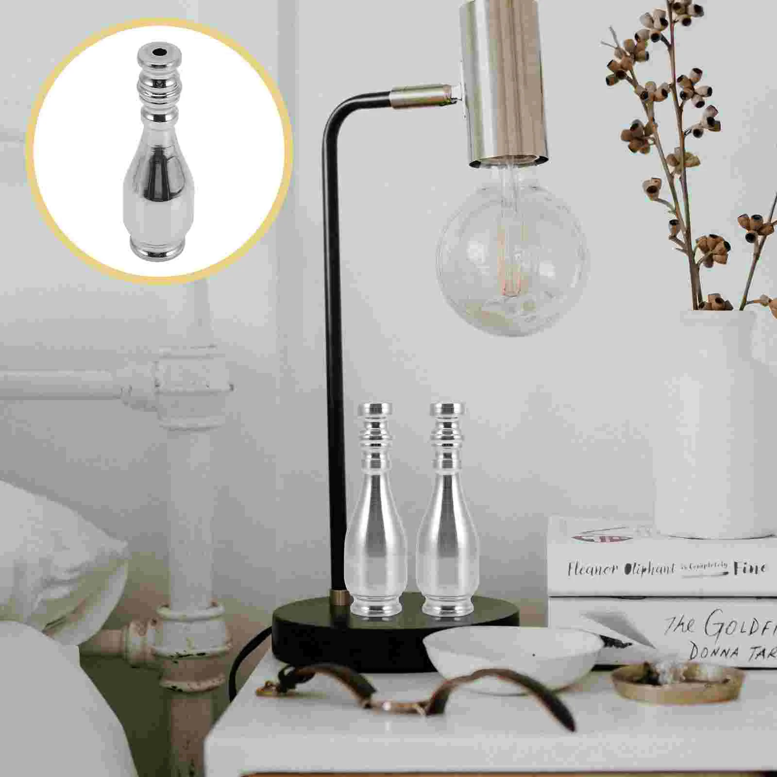 

Hollow Lamp Rod Glossy Night Lamp Iron Base Vase Shape Desk Lighting Stand