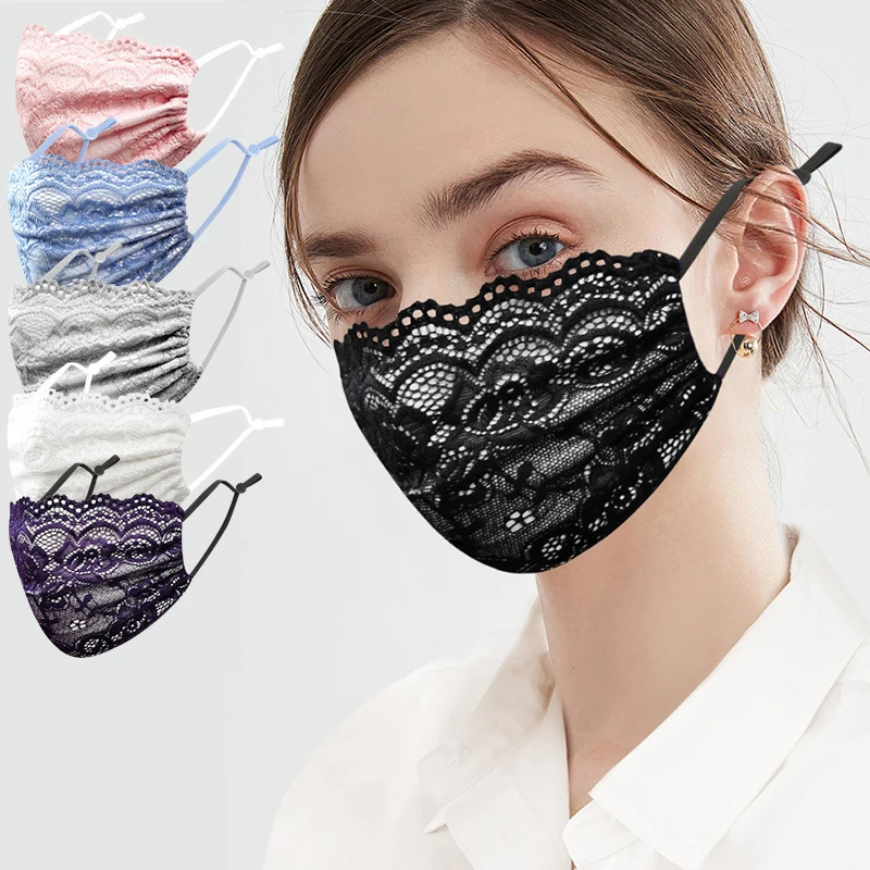 

Lace Face Mask For Women Hollow Delicate Lace Applique Masquerade Mask Breathable Safety Protective Masks Halloween Cosplay